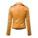 Stylish Turn-Down Collar Long Sleeve Solid Color Leather Jacket For Women -  