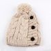 Fuzzy Ball Buttons Knitted Hemp Toboggan Hat -  