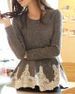 Stylish Jewel Neck Lacework Splicing Long Sleeve Women's T-Shirt -  