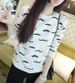 Cute Jewel Neck Long Sleeve Printed Sweatshirt For Women -  