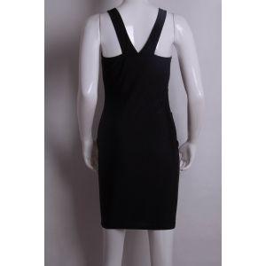 Black S Sexy Scoop Neck Sleeveless Bodycon Low Cut Women's Sundress ...