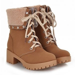 Preppy Turnover and Rivets Design Women's Short Boots
