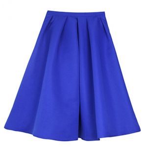 Blue M Vintage Style Solid Color A-line Side Zipper Women's Skirt ...