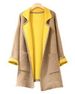 Stylish Lapel Color Block Double-Pocket Long Sleeve Women's Coat -  