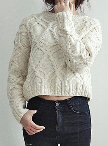Off White One Size(fit Size Xs To M) Sweet Jewel Neck Cable-knit Long ...