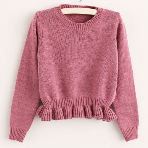 2019 Sweet Style Round Collar Long Sleeve Solid Color Women's Sweater ...