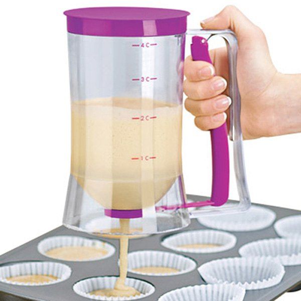 

Cake Batter Dispenser with Measuring Label for Cupcakes Muffins, Purple