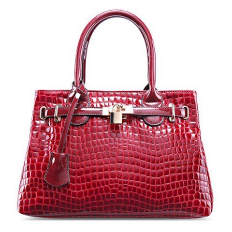 Affordable Trendy Crocodile Print and Metallic Lock Design Women's Tote Bag  