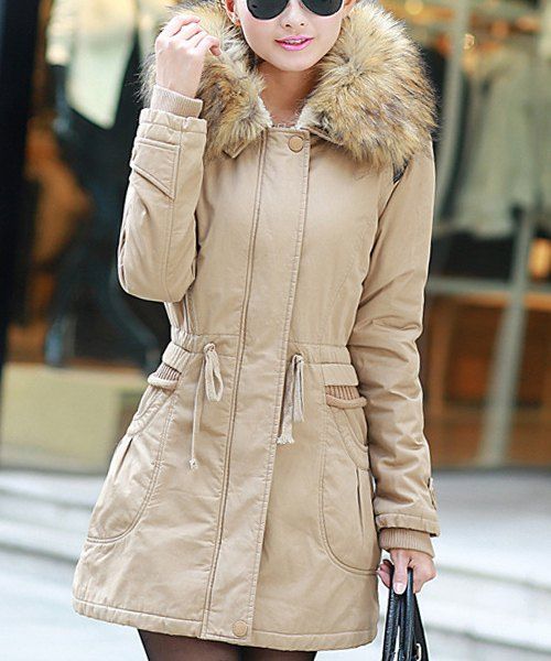 Unique Stylish Hooded Solid Color Long Edition Thicken Long Sleeve Women's Coat  