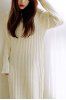 Stylish Turtle Neck Solid Color Knitted Long Sleeve Women's Maxidress -  