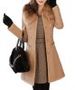 Slim Fit Long Sleeve Double-Breasted Women's Coat -  