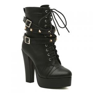 chunky buckle rivet boots