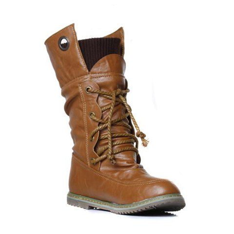 ruched calf length boots