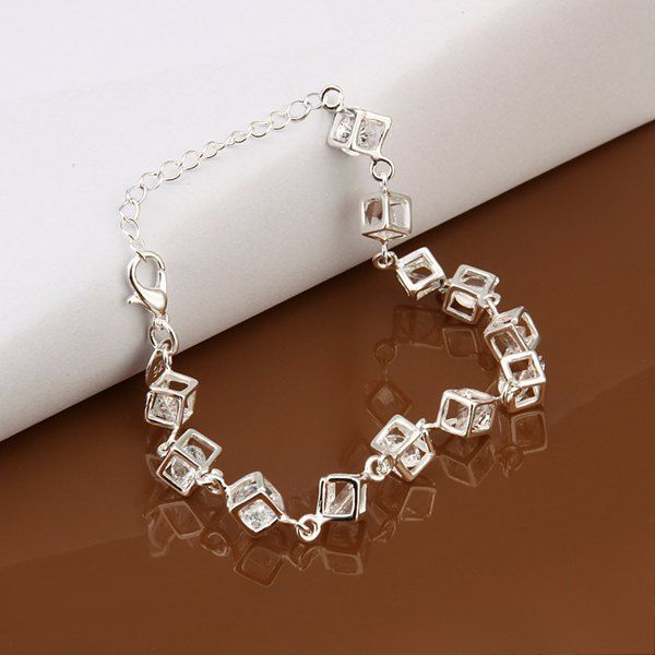 

Silver Plated Fake Crystals Cube Bracelets