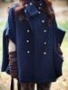 Fashionable Stand Collar Double-Breasted Cape Coat For Women -  