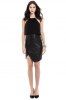 Faux Leather Panel Popover Sheath Dress -  