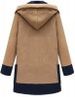 Fashionable Hooded Color Block Long Sleeve Worsted Women's Coat -  