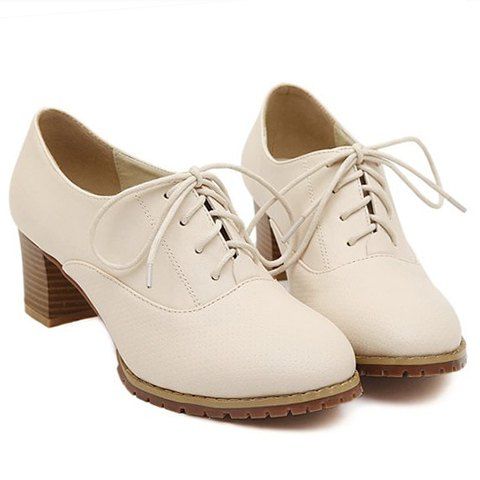 [20% OFF] Simple Chunky Heel And Lace-Up Design Women's Pumps | Rosegal