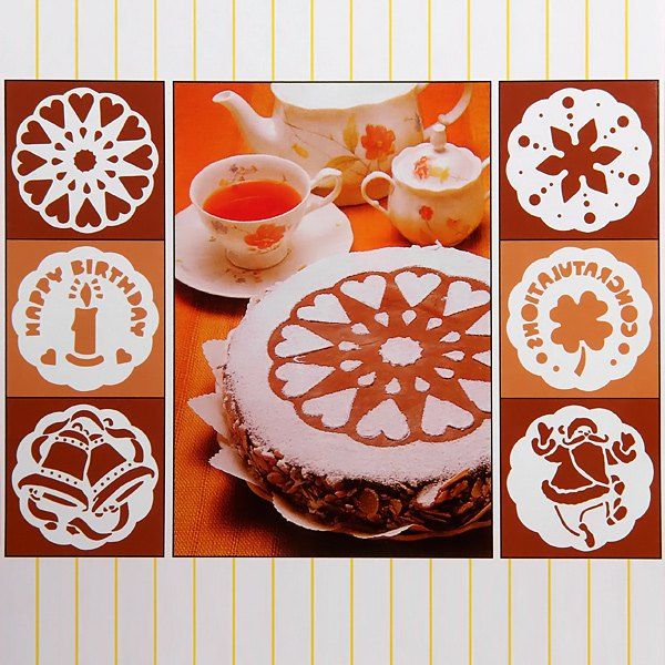 

6pcs / Pack Cake Stencil Template Mould Birthday Cake Decoration, White