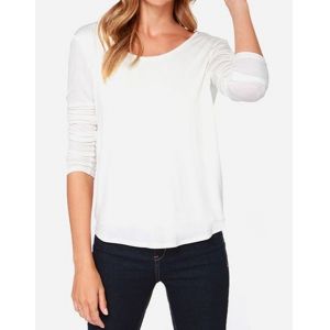 white long sleeve scoop neck t shirt