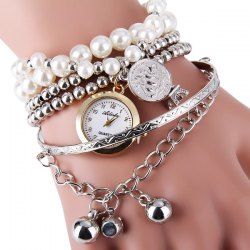 Silver Ailisha Multilayer Quartz Chain Watch Beads Pendant Round Dial ...