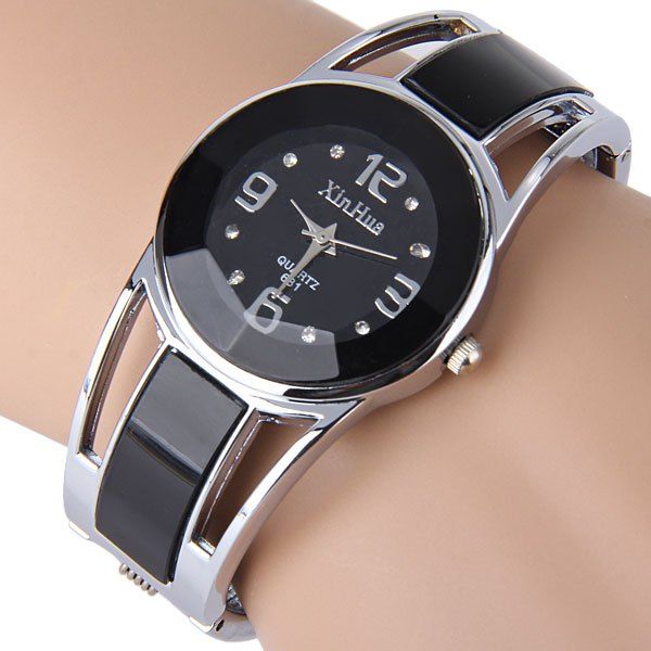 

Xinhua 681 Bracelet Style Quartz Watch with Rhinestone Dial Stainless Steel Band for Women, Black;black;blue;navy