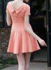 Vintage Peter Pan Collar Short Sleeves Beaded Solid Color Dress For Women -  