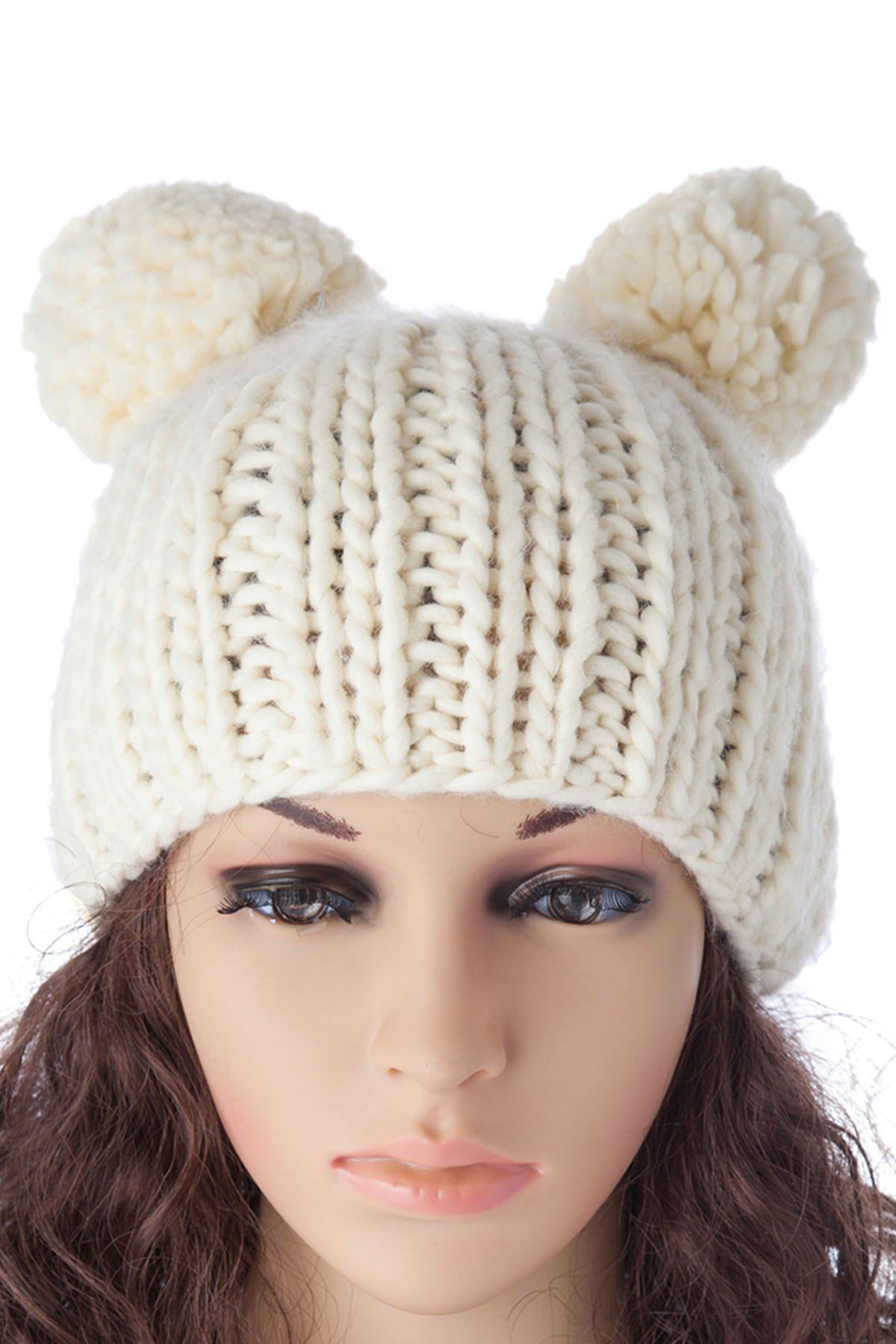 [45 OFF] Chic Balls Design Solid Color Knitted Hat For Women Rosegal