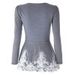 Stylish Jewel Neck Lacework Splicing Long Sleeve Women's T-Shirt -  