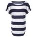Stylish Scoop Neck Striped Short Sleeve T-Shirt For Women -  