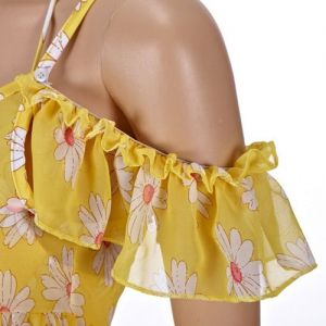 spaghetti strap flounce floral printed one piece swimwear