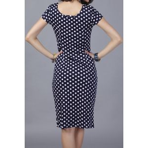 As The Picture M Stylish Scoop Neck Short Sleeves Polka Dot Dress For ...