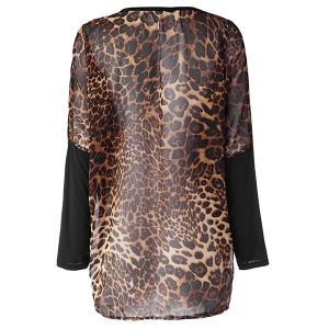 As The Picture One Size Stylish V-neck Leopard Print Long Sleeve Women