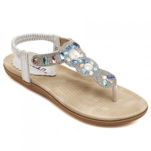 Fashionable Elastic and Rhinestones Design Women's Sandals