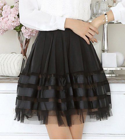[17% OFF] Fashionable Organza Spliced A-Line Skirt For Women | Rosegal