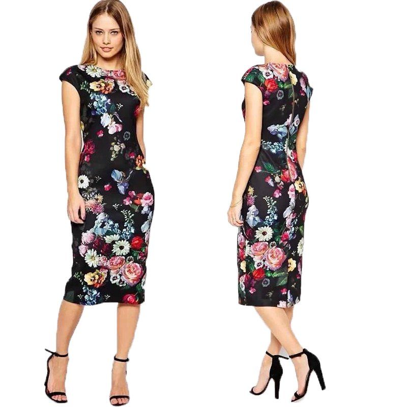 [31% OFF] Elegant Jewel Neck Sleeveless Floral Print Dress For Women ...