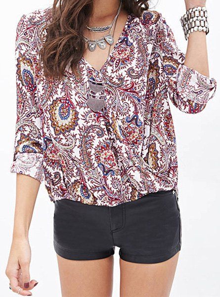 plunging neckline long sleeve top