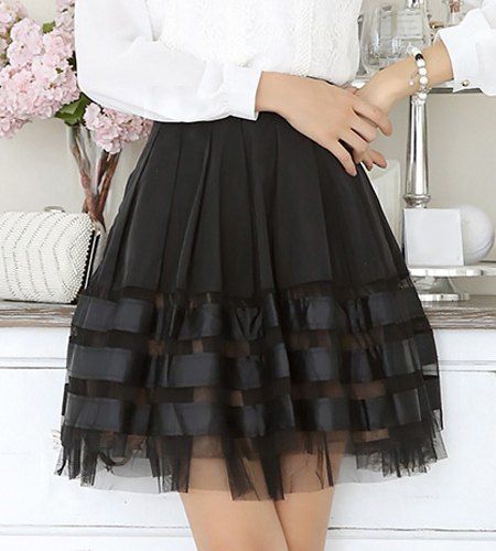 [17% OFF] Fashionable Organza Spliced A-Line Skirt For Women | Rosegal