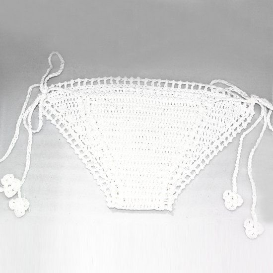 [24 OFF] Hollow Out LaceUp Crochet Bikini Bottoms Rosegal