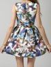 Vintage Scoop Neck Sleeveless Butterfly Print Dress For Women -  