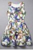 Vintage Scoop Neck Sleeveless Butterfly Print Dress For Women -  