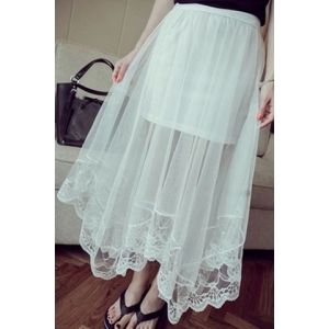 White One Size(fit Size Xs To M) Ladylike See-through Lace Splicing ...