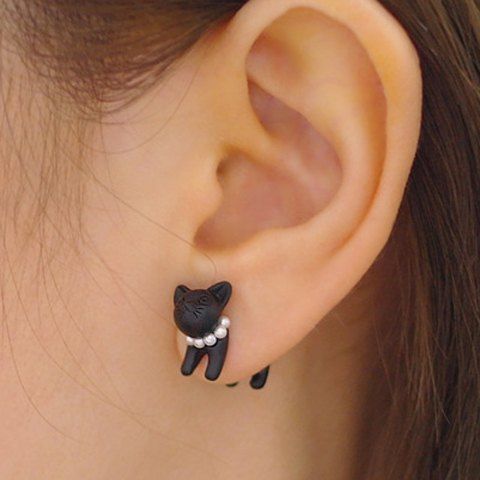 One Dollar Earrings Online Free Shipping And One Piece Artificial Pearl Cat Shape Design Earring
