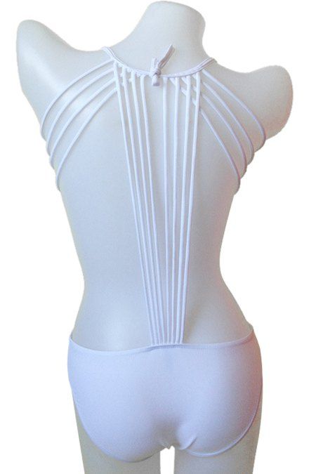 

Fashionable Tie-Up Solid Color One-Piece Swimwear For Women, White