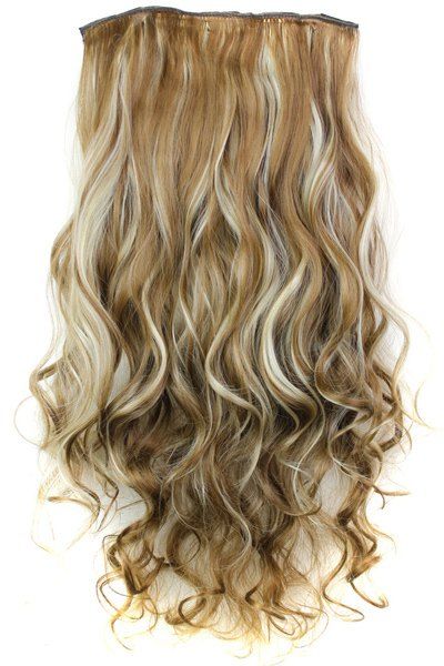 

Fashion Mixed Color Long Curly Clip-In Heat Resistant Synthetic Hair Extension For Women, Colormix