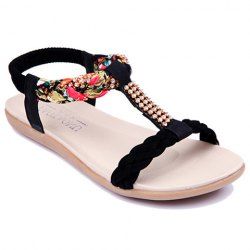 Sweet Weaving and Rhinestones Design Women's Sandals