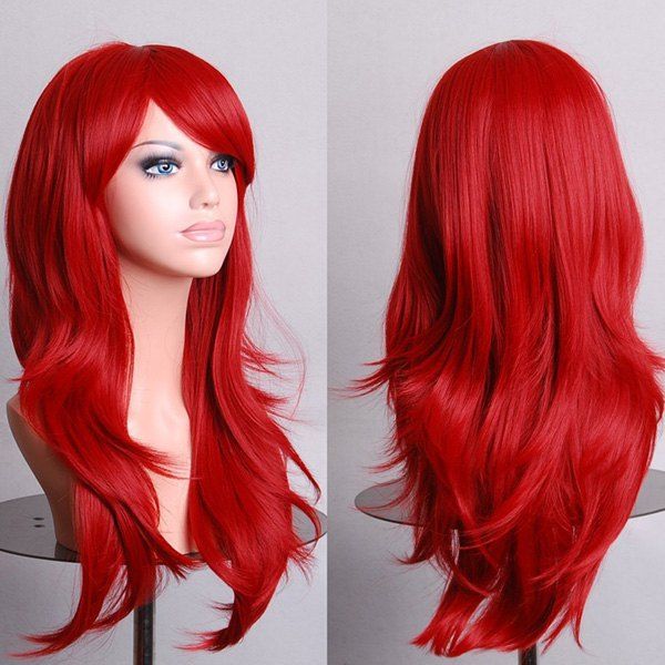 24 Off Fashion 70cm Fluffy Multi Layered Long Wavy Side Bang Multicolor Optional Cosplay Wig