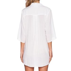 White L White Long Sleeve Deep V Neck Dress | RoseGal.com