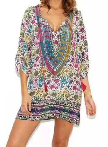 dresses rosegal ethnic neck 1286 sleeve floral dress