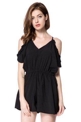 Tie Neck Short Sleeve Black Jumpsuit Tie Neck Short Sleeve Black Jumpsuit